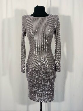 Aqua Dresses Silver Sequin Bodycon Dress